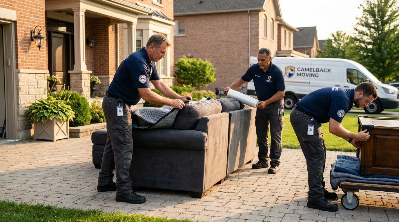 Large estate moving crew wrapping furniture in Blossburg, PA